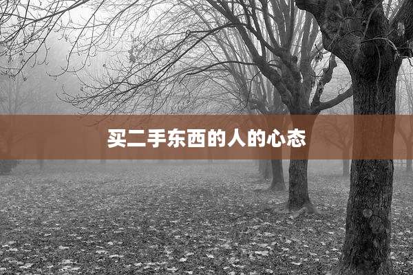 买二手东西的人的心态