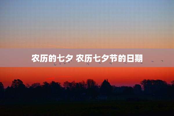 农历的七夕 农历七夕节的日期