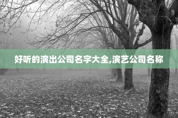 好听的演出公司名字大全,演艺公司名称