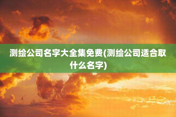 测绘公司名字大全集免费(测绘公司适合取什么名字)