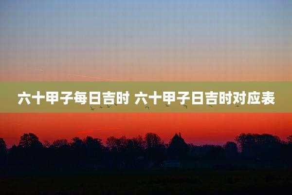六十甲子每日吉时 六十甲子日吉时对应表