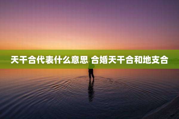 天干合代表什么意思 合婚天干合和地支合