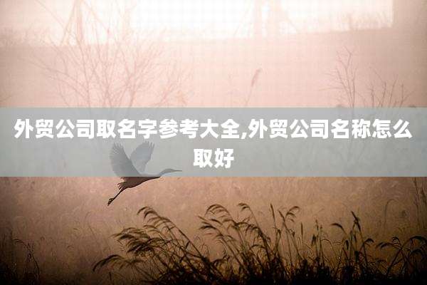 外贸公司取名字参考大全,外贸公司名称怎么取好