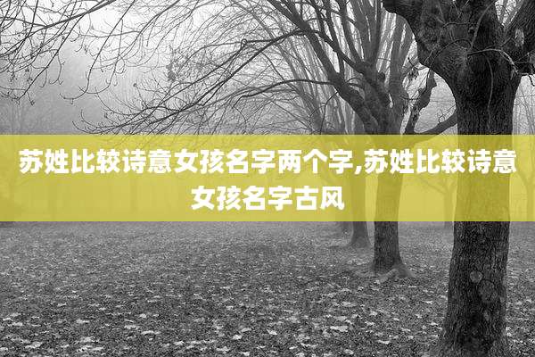 苏姓比较诗意女孩名字两个字,苏姓比较诗意女孩名字古风