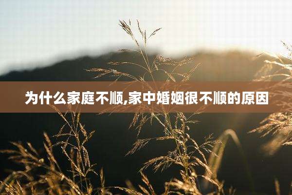 为什么家庭不顺,家中婚姻很不顺的原因