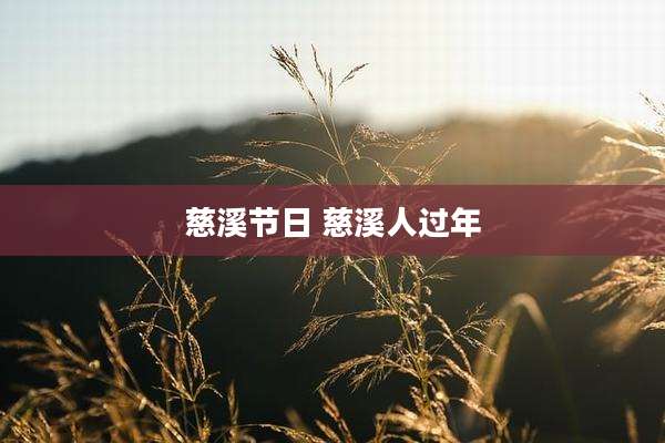 慈溪节日 慈溪人过年