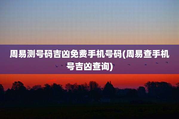 周易测号码吉凶免费手机号码(周易查手机号吉凶查询)