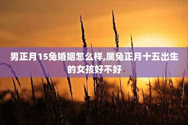 男正月15兔婚姻怎么样,属兔正月十五出生的女孩好不好