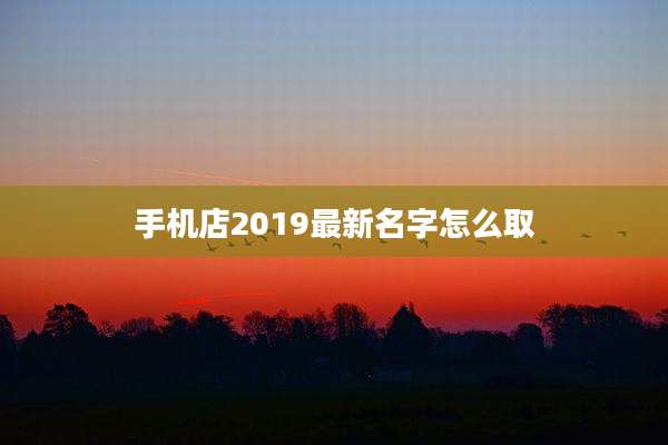 手机店2019最新名字怎么取