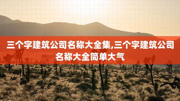 三个字建筑公司名称大全集,三个字建筑公司名称大全简单大气
