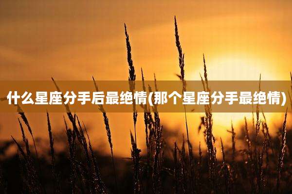 什么星座分手后最绝情(那个星座分手最绝情)