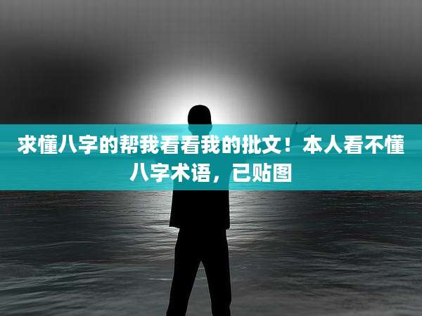 求懂八字的帮我看看我的批文！本人看不懂八字术语，已贴图