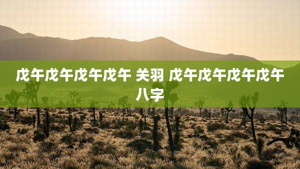 戊午戊午戊午戊午 关羽 戊午戊午戊午戊午八字
