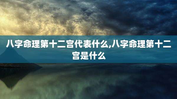 八字命理第十二宫代表什么,八字命理第十二宫是什么