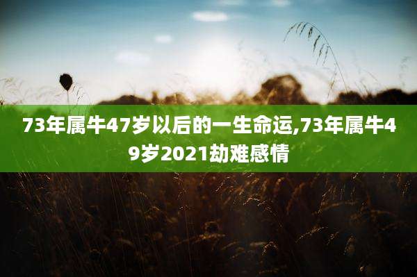 73年属牛47岁以后的一生命运,73年属牛49岁2021劫难感情