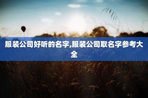 服装公司好听的名字,服装公司取名字参考大全