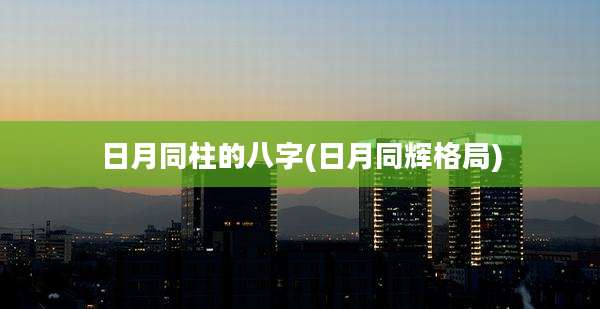 日月同柱的八字(日月同辉格局)