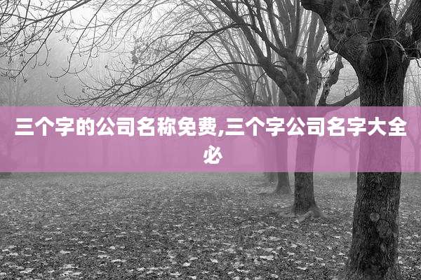 三个字的公司名称免费,三个字公司名字大全 必