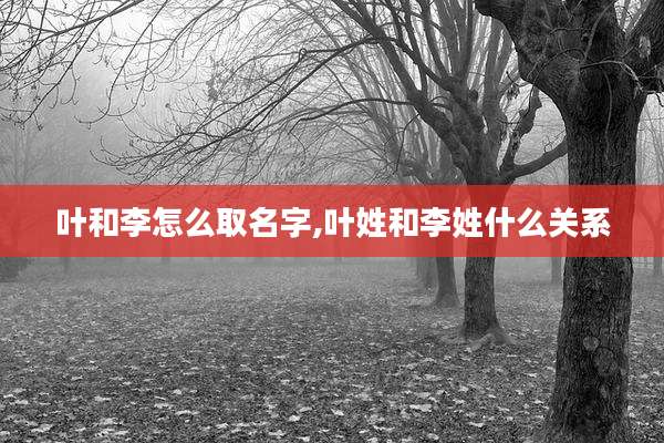 叶和李怎么取名字,叶姓和李姓什么关系