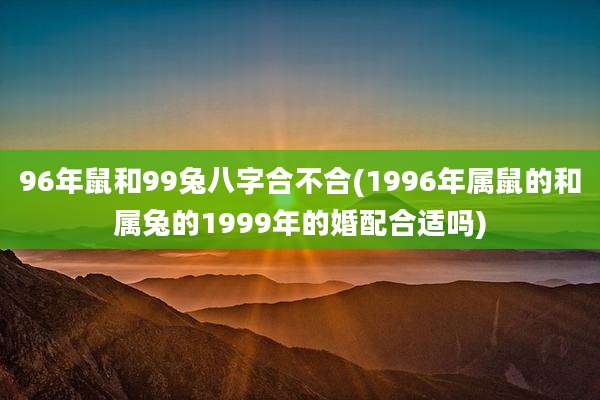 96年鼠和99兔八字合不合(1996年属鼠的和属兔的1999年的婚配合适吗)