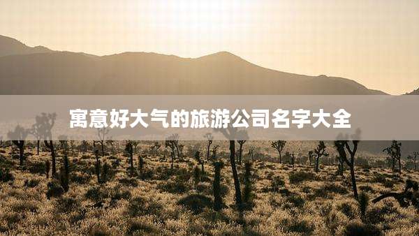 寓意好大气的旅游公司名字大全