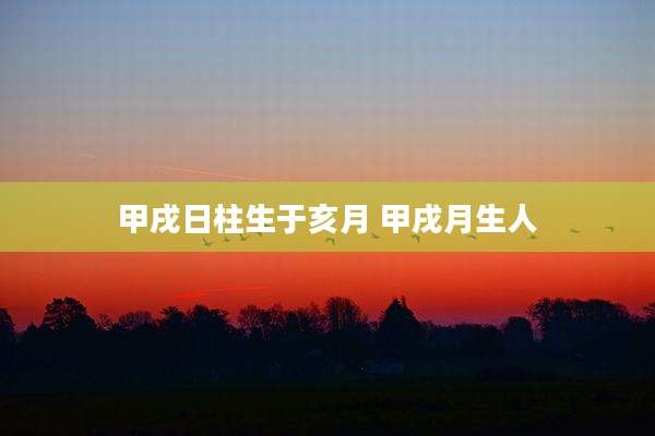 甲戌日柱生于亥月 甲戌月生人