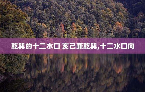 乾巽的十二水口 亥已兼乾巽,十二水口向