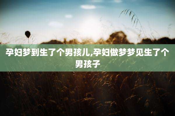 孕妇梦到生了个男孩儿,孕妇做梦梦见生了个男孩子