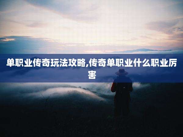 单职业传奇玩法攻略,传奇单职业什么职业厉害
