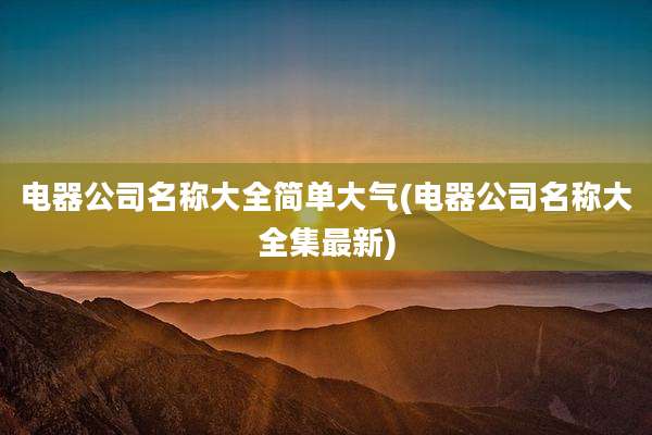 电器公司名称大全简单大气(电器公司名称大全集最新)