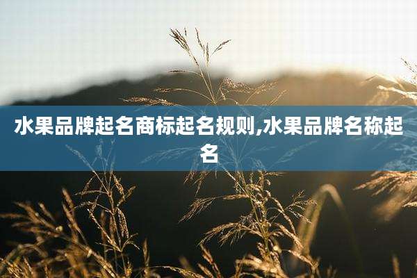 水果品牌起名商标起名规则,水果品牌名称起名