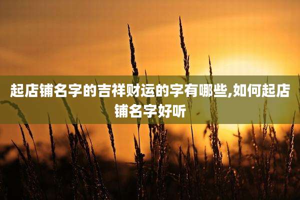 起店铺名字的吉祥财运的字有哪些,如何起店铺名字好听
