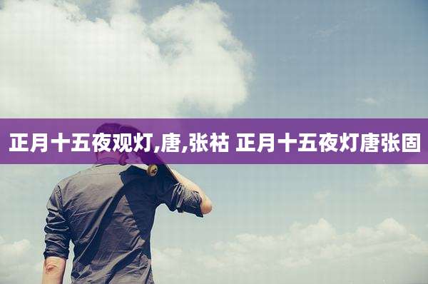 正月十五夜观灯,唐,张祜 正月十五夜灯唐张固