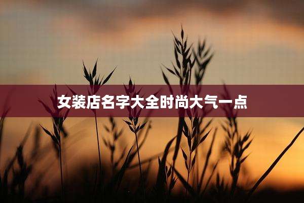 女装店名字大全时尚大气一点