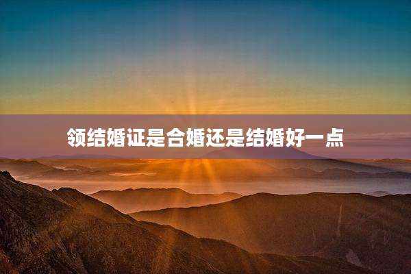 领结婚证是合婚还是结婚好一点