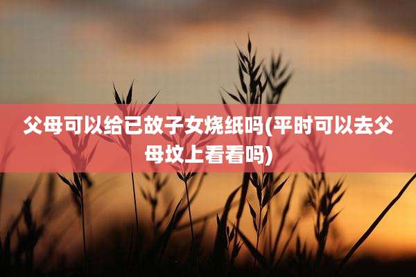 父母可以给已故子女烧纸吗(平时可以去父母坟上看看吗)