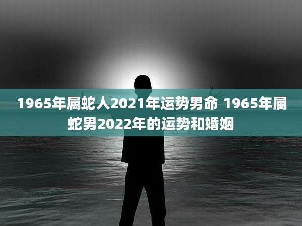 1965年属蛇人2021年运势男命 1965年属蛇男2022年的运势和婚姻