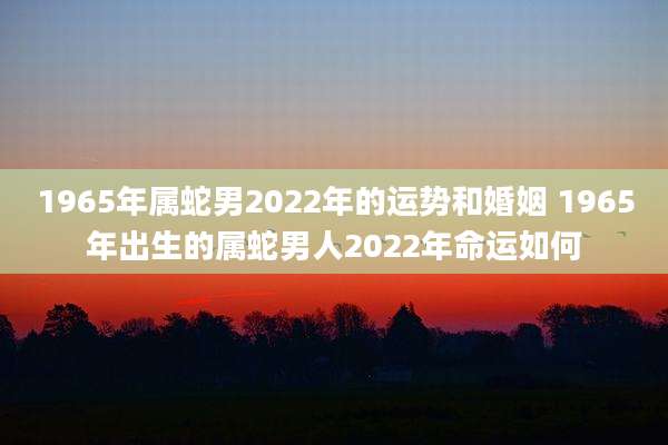 1965年属蛇男2022年的运势和婚姻 1965年出生的属蛇男人2022年命运如何