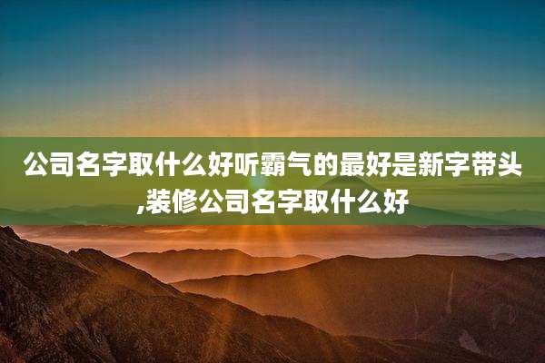 公司名字取什么好听霸气的最好是新字带头,装修公司名字取什么好