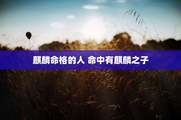 麒麟命格的人 命中有麒麟之子