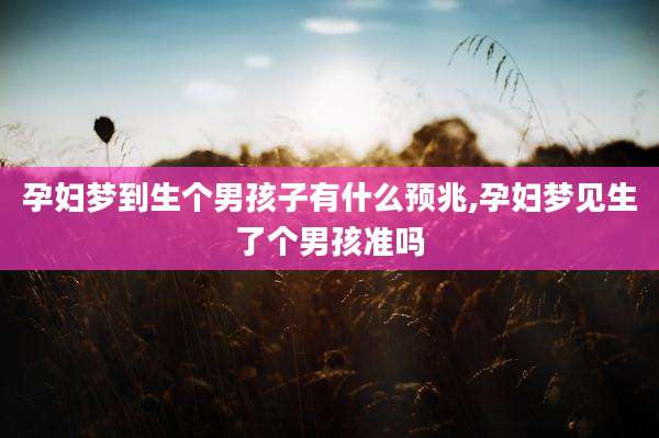 孕妇梦到生个男孩子有什么预兆,孕妇梦见生了个男孩准吗