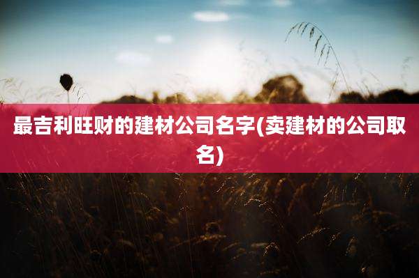 最吉利旺财的建材公司名字(卖建材的公司取名)