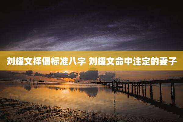 刘耀文择偶标准八字 刘耀文命中注定的妻子