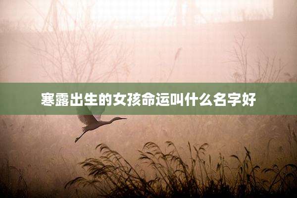 寒露出生的女孩命运叫什么名字好