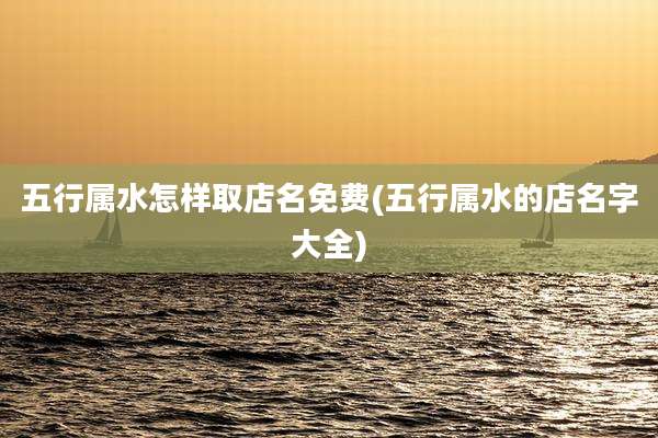 五行属水怎样取店名免费(五行属水的店名字大全)