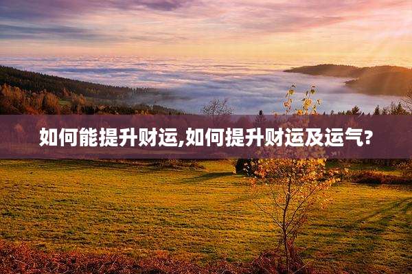 如何能提升财运,如何提升财运及运气?