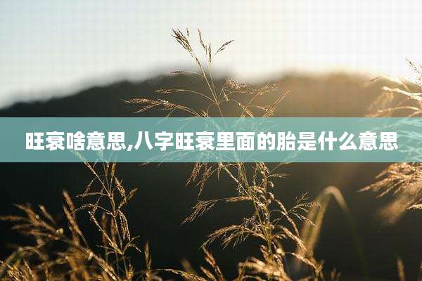 旺衰啥意思,八字旺衰里面的胎是什么意思