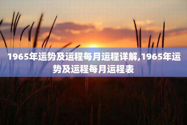 1965年运势及运程每月运程详解,1965年运势及运程每月运程表