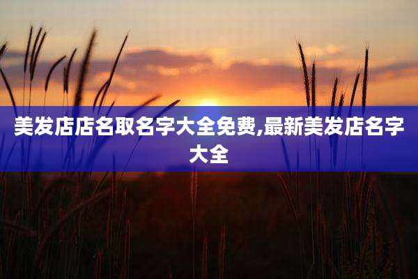 美发店店名取名字大全免费,最新美发店名字大全