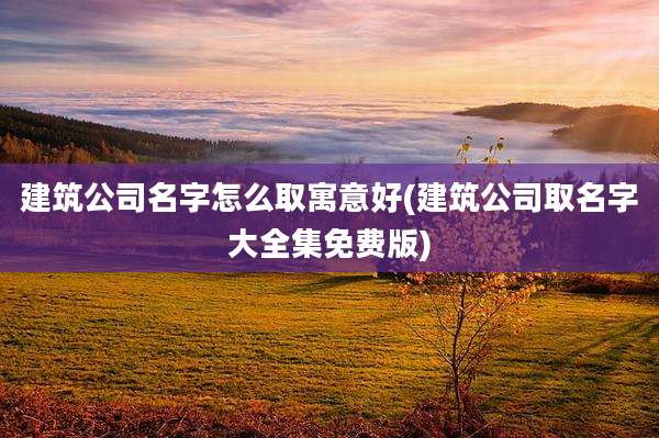建筑公司名字怎么取寓意好(建筑公司取名字大全集免费版)